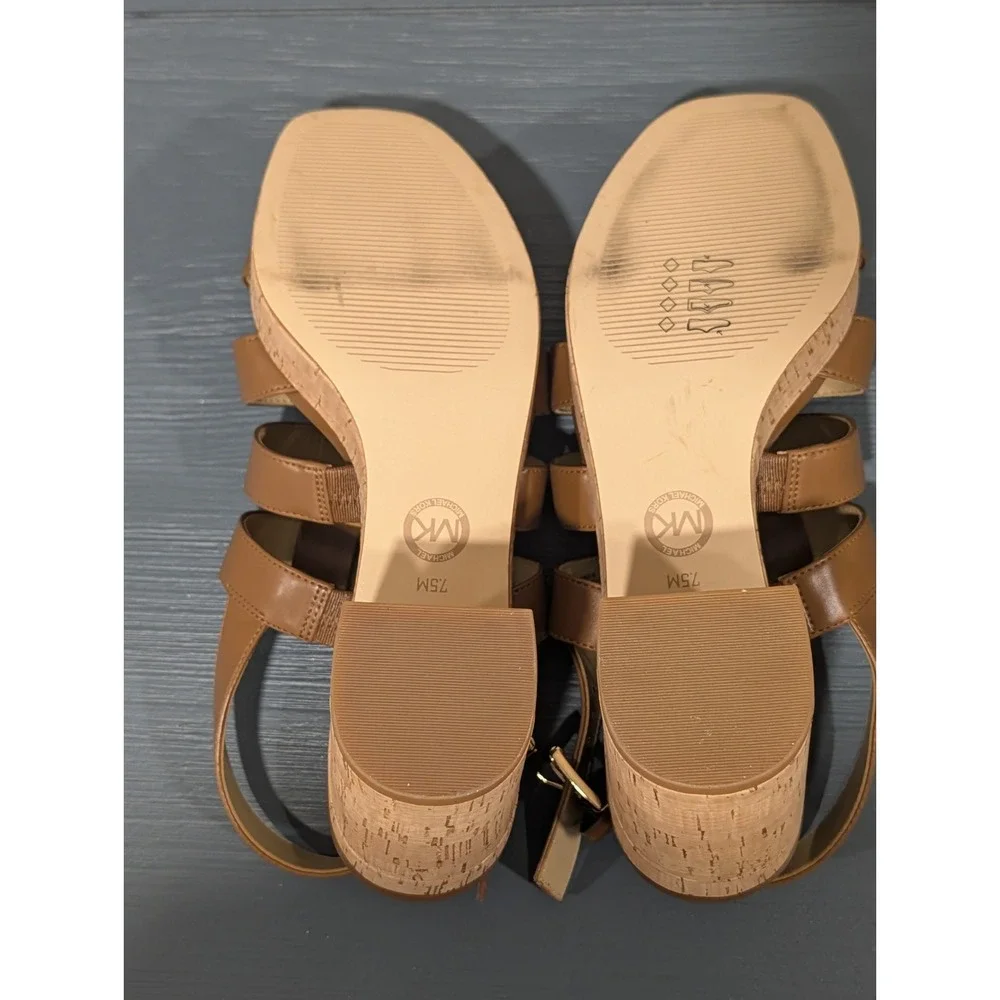 Michael Kors Shoes Womens 7.5 Brown Strappy Cork Platform Sandals NWOB Display